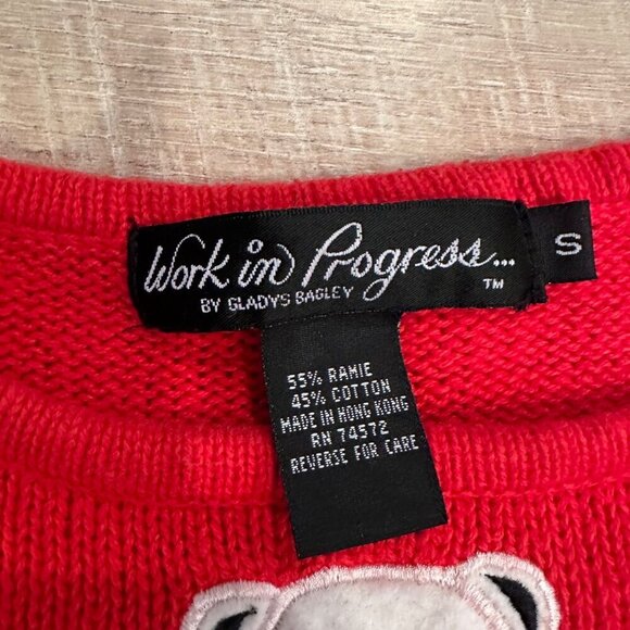 WORK IN PROGRESS BY GLADYS BAGLEY RED CHRISTMAS SWEATER SMALL WOMENS - Picture 7 of 8